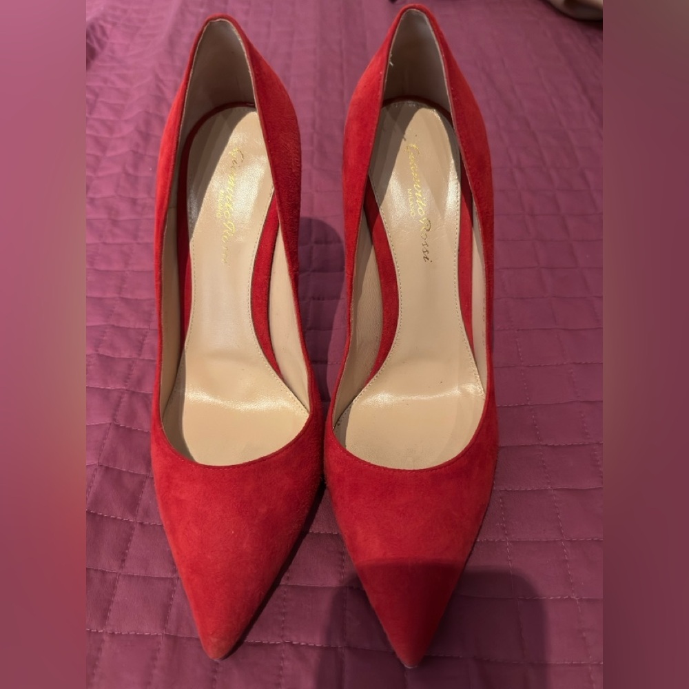 Gianvito Rossi Red Suede Heels